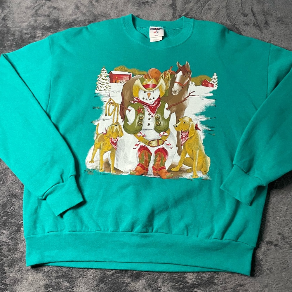 Vintage Style Western Winter Snowman Crewneck Sweatshirt